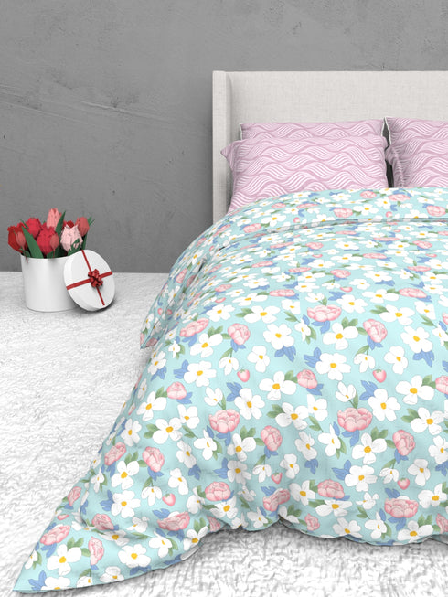 The White Moss Soft Cotton Ida Double Bedsheet With 2 Pillow Covers